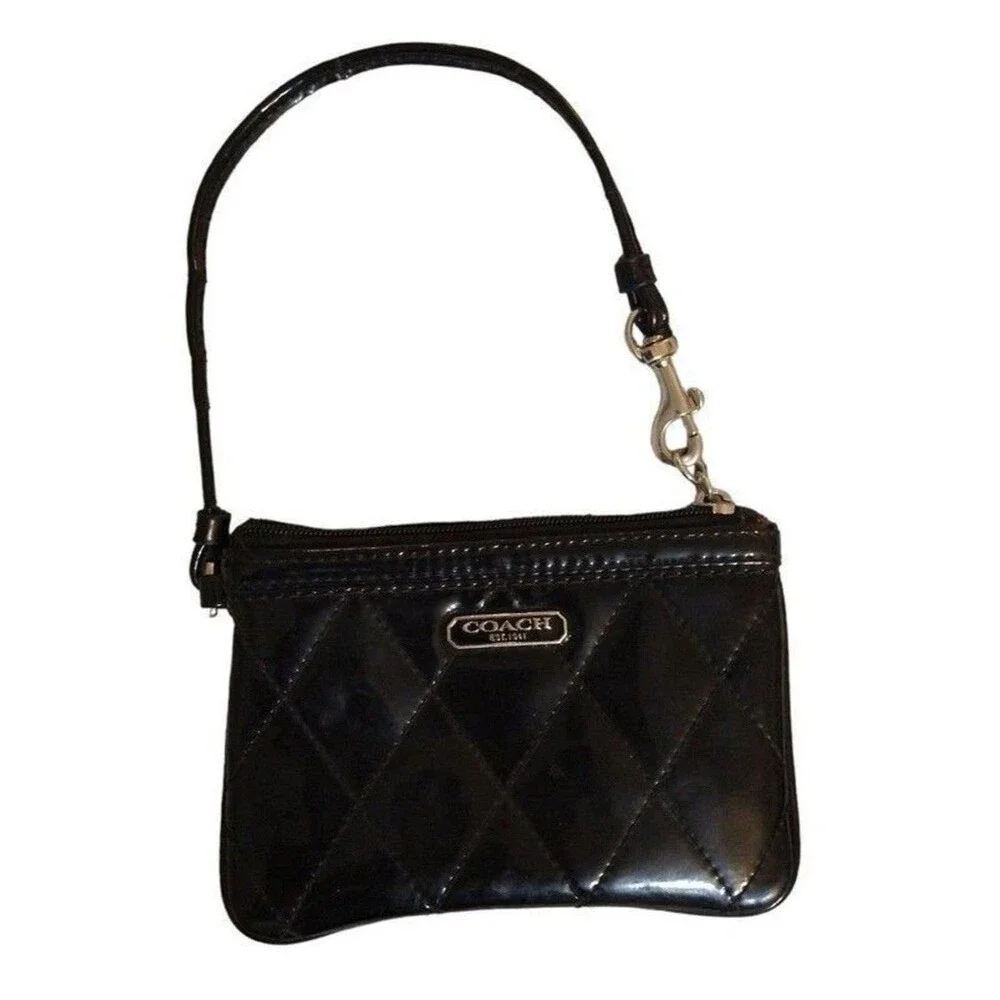 Coach Patent Leather Wristlet Black Y2k